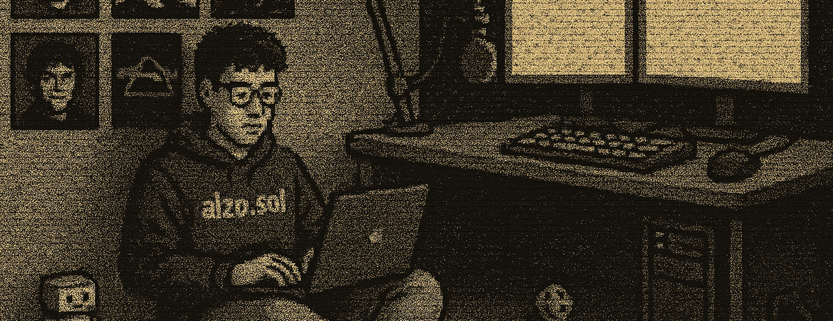 Alaa sitting in his room